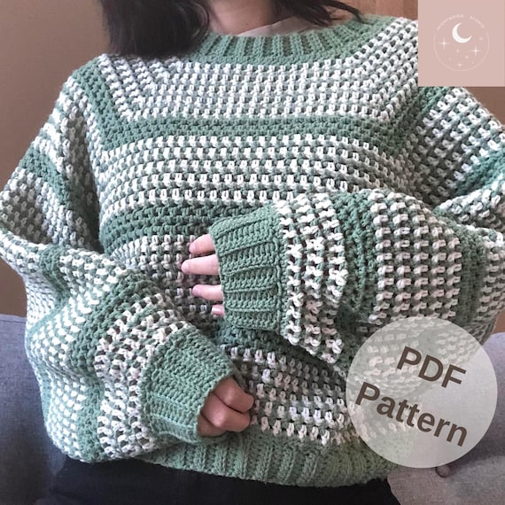 Moss Garden Sweater CROCHET PATTERN Made to Measure Unisex Raglan