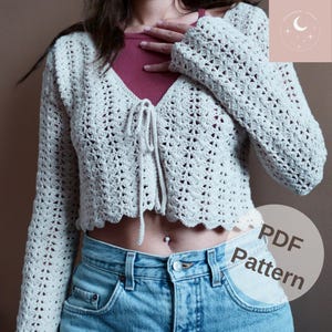 Ivy Cardigan CROCHET PATTERN Short and Long Sleeve Made to Measure Advanced Beginner Autumn Summer Nightmoon Studio Trending Lace Top