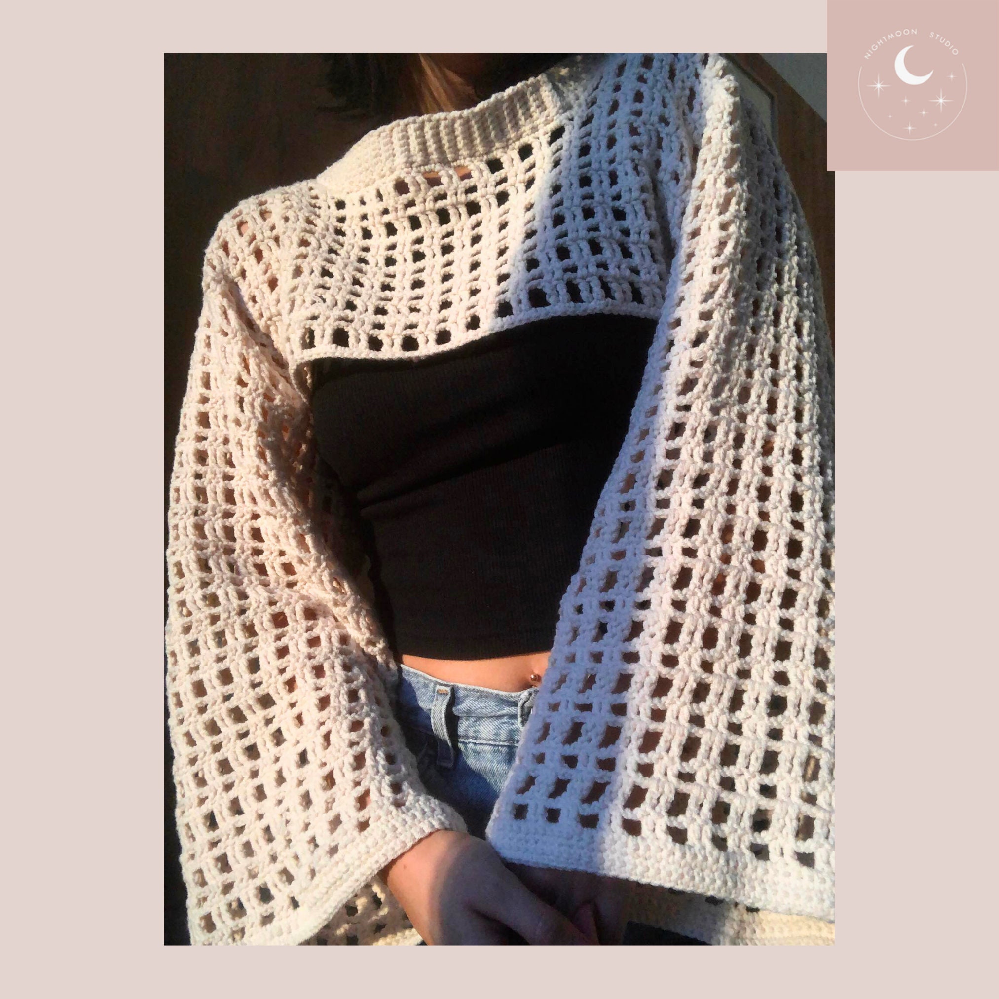 Coprispalle da donna in pizzo a rete Y2K Estetico Grunge Maniche