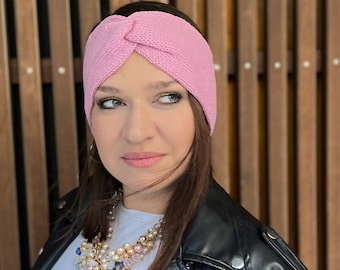 Merino Wool Knit Twist Headband, Women's Warm Head Wrap