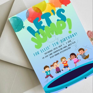Kids Trampoline Birthday Party Invitation Personalised Template Download And Print At Home