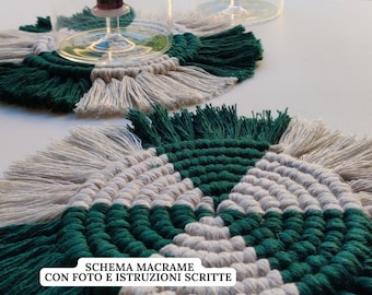 PDF ITALIANO Macrame PATTERN - Perfectly Flat Macrame Coaster - Table Setting