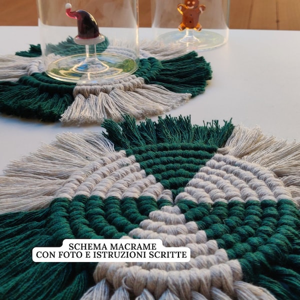 PDF ITALIANO Macrame PATTERN - Perfectly Flat Macrame Coaster - Table Setting