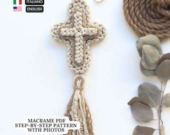 ENG | ITA Macrame Cross Pattern with Knot Guide | PDF Pattern | Macrame tutorial | Knot Guide for Beginner | How to tutorial