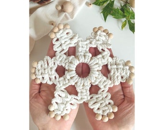 Macrame PATTERN - Written PDF and Knot Guide - DIY Macrame Snowflake - digital download how to tutorial - Snowflake Christmas Ornament
