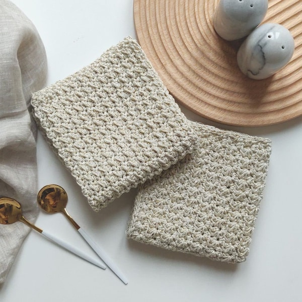 Farmhouse Dish Set Crochet Pattern - Crochet Dish / Wash Cloth, Hanging Towel Pattern - PDF Digital Download
