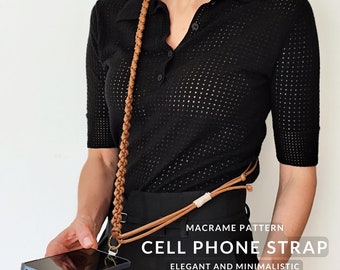 Dragonne pour téléphone portable à motif macramé | Modèle PDF de sangle pour téléphone portable | Tutoriel pour débutant en macramé