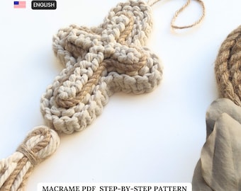 ENG | ITA Macrame Cross Pattern with Knot Guide | PDF Pattern | Macrame tutorial | Knot Guide for Beginner | Easy Macrame