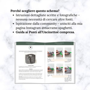 May include: A crochet pattern guide with detailed instructions and photos for making a small gray crocheted bag. The guide includes a list of materials, a level of difficulty, and a description of the project. The guide also includes a link to the creator's Instagram page.