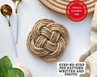 Macrame Pattern Coaster, Tablesetting - Beginner Friendly Macrame Pattern