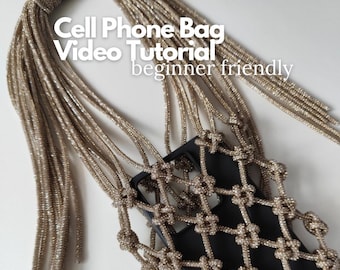 ENGLISH | ITALIAN Macrame Pattern Cell Phone Bag | PDF Pattern Cell Phone Strap | Beginner Tutorial
