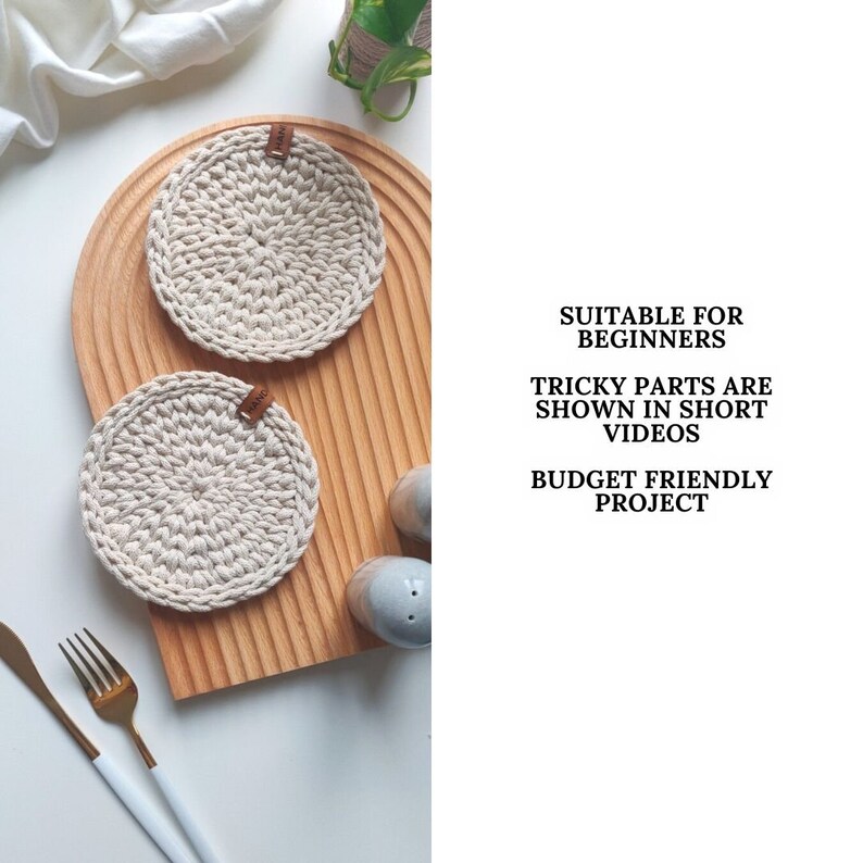 Crochet Coaster Pattern in English | PDF Download and Video Tutorial | Beginner Friendly Crochet Pattern | Coaster DIY Easy | Easy Crochet image 4