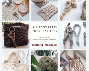 Modèles macramé spaghetti - ALL ACCESS PASS - Tutoriel crochet Tutoriel macramé - Modèles adaptés aux débutants - Modèles de téléchargement PdF