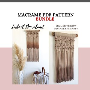 Macrame Pattern Bundle - Written PDF and Knot Guide, diy macrame wall hanging, digital download tutorial - ROMA, MILANO