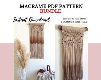 Pacote de padrões de macramê - PDF escrito e guia de nó, decoração de parede de macramê diy, tutorial de download digital - ROMA, MILANO