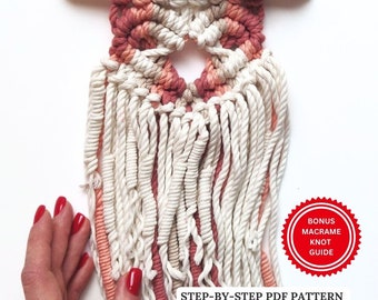 Macrame Heart PATTERN - Written PDF and Knot Guide - diy macrame wall hanging - digital download how to tutorial - HEART