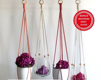 Macrame PATTERN - Easy No Tassel Macrame Plant Hanger - Instant Digital Download Instructions - PDF Beginner Tutorial Home Decor