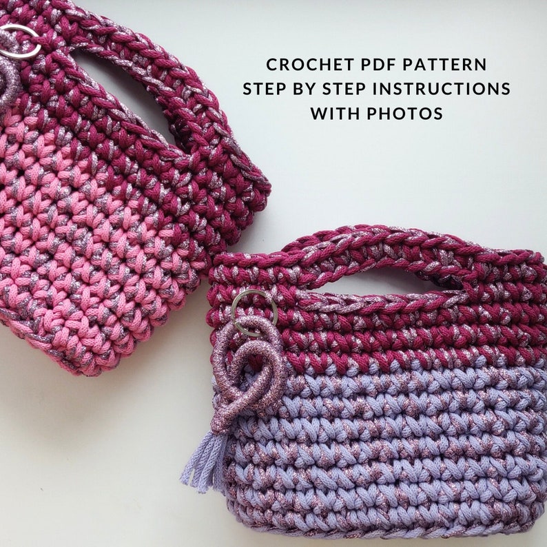 Crochet Purse Pattern Garda Mini PDF Pattern Crochet tutorial Crochet Purse Woman Bag, Shopping Bag, Handbag, Crochet Shoulder Bag image 1