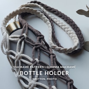 ENG | ITALIAN Macrame Pattern Wine Bottle Holder Bi-Color | PDF Pattern Water Bottle Holder with Shoulder Strap | Beginner Macrame Tutorial