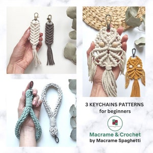 Macrame Pattern Bundle | PDF Pattern | Macrame and Crochet tutorial | Crochet Wristlet, Macrame Keychain | DIY PDF Instructions