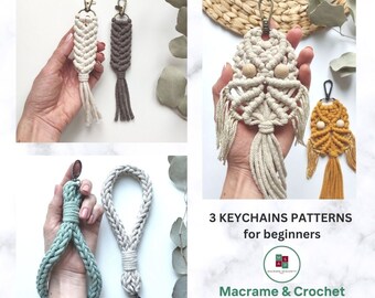 Macrame Pattern Bundle | PDF Pattern | Macrame and Crochet tutorial | Crochet Wristlet, Macrame Keychain | DIY PDF Instructions