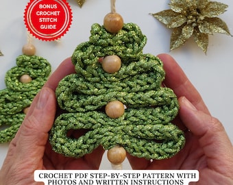Crochet Christmas Tree Ornament PATTERN | PDF Pattern Christmas Ornament | DIY Holiday Decoration Tutorial | Beginner Friendly Crochet