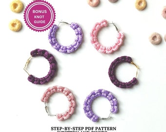 Summer Macrame PATTERN Loop Earrings | PDF Pattern Macrame Simple Earrings | Beginner Macrame