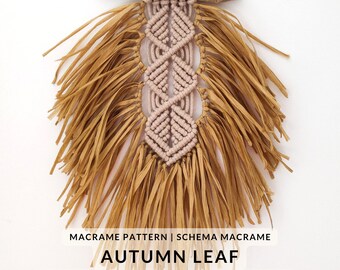 ENGLISH | ITALIAN Macrame beginner pattern - Written PDF - Fall diy Macrame Wall Hanging Leaf - Autumn Macrame Tutorial - Macrame Leaf
