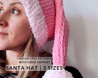 Crochet Christmas Santa Hat PATTERN | PDF Pattern Christmas Hat | DIY Holiday Decoration Tutorial | Beginner Friendly Crochet