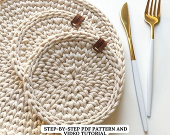 Crochet PATTERN Placemat and Coaster | Table Setting Tutorial | Beginner Friendly Crochet | PDF Pattern ENGLISH | Easy Crochet