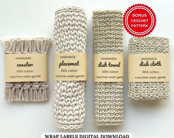 Handgefertigtes Geschirr Set - Untersetzer - Tischset - Geschenkanhänger - PDF Digital Download