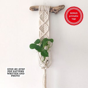 Macrame PATTERN - Written PDF and Knot Guide - diy macrame mini plant hanger - digital download how to tutorial - Planter