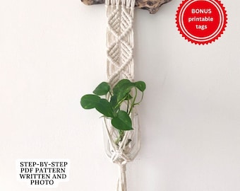 Makramee MUSTER - geschriebenes PDF und Knot Anleitung - diy Makramee Mini Blumenampel - digitaler Download Anleitung für - Planter
