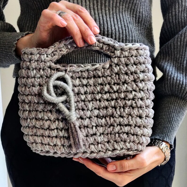 Crochet Purse Pattern Garda Mini PDF Pattern Crochet tutorial Crochet Purse Woman Bag, Shopping Bag, Handbag, Crochet Shoulder Bag image 5
