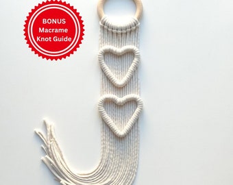 DIY Hearts pattern - Written PDF and Knot Guide - DIY Wall Hanging -Digital Download how to Tutorial Door Hanger Room Decor