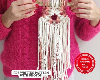 Macrame Heart PATTERN - Written PDF and Knot Guide - diy macrame wall hanging - digital download how to tutorial - HEART