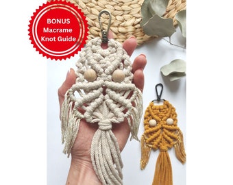 Macrame PATTERN - Written PDF and Knot Guide - diy macrame keychain owl - digital download OWL how to tutorial - Keychain Owl