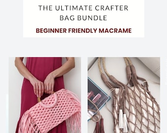 Macrame PATTERN Bag Bundle - Macrame Shopper, Macrame Bags  - Beginner Friendly Pattern