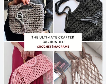Crafter PATTERN Taschen Bundle - Makramee und Häkeltaschen - Anfänger Freundliches Muster