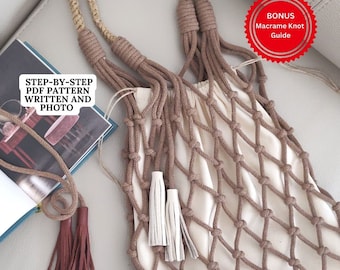 Macrame PATTERN Shopper with Tassels| PDF Pattern Macrame Summer Bag | Beginner Macrame