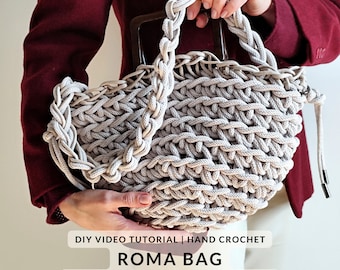 Hand Crochet Bag Roma | Crochet Pattern | Pattern in English | Beginner friendly | Handmade Bag | PDF FILE and Video