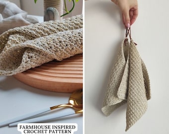 Bauernhaus Geschirr-Set Häkelanleitung - Häkelgeschirr/Waschlappen-Muster, Hängetuch-Muster - PDF Digital Download