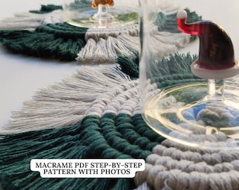 Macrame PATTERN - Dessous de verre en macramé parfaitement plat - Réglage de la table