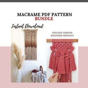 Macrame Pattern Bundle - Written PDF and Knot Guide, diy macrame wall hanging, digital download tutorial - MILANO, FLORENCE