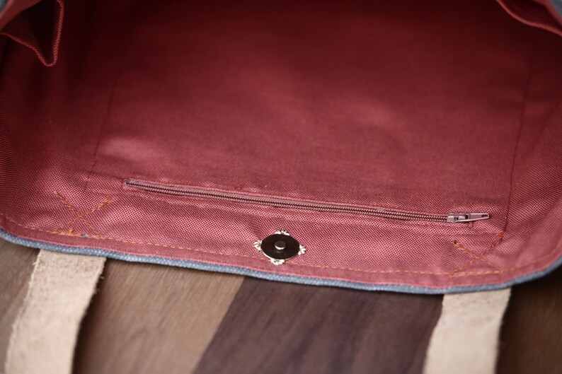 Waxed Canvas Tote Bag With Leather Straps and Cosmetic Purse Etsy