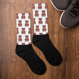 Teddy Bear Socks Gift 8-Bit Style