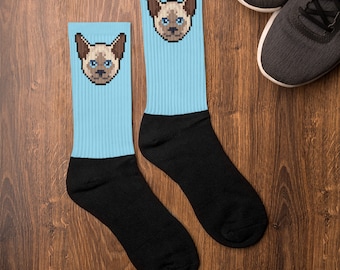 Siamese Cat Socks Regalo 8-Bit Style