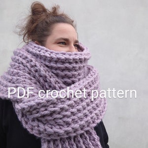 Chunky scarf video PDF tutorial pattern Ribbed scarf Oversized scarf Schal DIY step by step with photos Total beginner friendly Wrap shawl