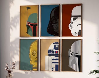 Star Wars Helmet Art Prints: Minimalist Decor Set (Digital Download)