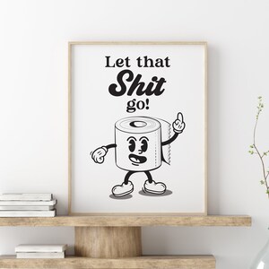 Funny Bathroom Art: Retro Cartoon Toilet Paper Print (digital Download ...